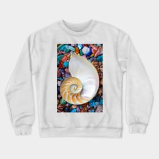 Nautilus Shell On Colorful Stones Crewneck Sweatshirt